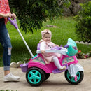 Triciclo Motoca Infantil Menina 2 em 1 com Função Pedal e Passeio, Guarda de Segurança, Haste Guia nas Cor Rosa