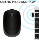 Mouse sem fio Logitech M170 com Design Ambidestro Compacto, Conexão USB e Pilha Inclusa - Preto