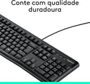 Teclado com fio USB Logitech K120, Resistente à Respingos, Barra de Espaço Curva, Compatível com PC e Notebook, Layout ABNT2
