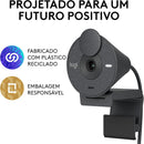 Webcam Full HD Logitech Brio 300 com Microfone com Redução de Ruído, Proteção de Privacidade, Correção Automática de Luz e Conexão USB-C- Grafite