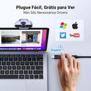UGREEN Webcam Full HD 1080P com Microfone, Campo de Visão de 85°, Redução de Ruído, USB Plug and Play, Correção Automática de Luz, Adequada para Streaming/Conferência, Zoom/Skype/YouTube