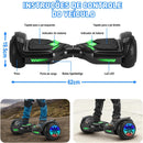 Hoverboard Adulto e Infantil com 320W, Overboard Todo Terreno com Rodas Largas 6.5", Overboard com Bluetooth e Luzes LED, Hoverboard Adulto até 120kg, Autonomia de 10km