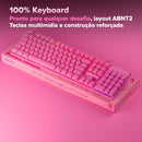 Teclado Gamer Rosa RGB LED Profissional ABNT2 Semi-Mecânico Ergonômico Fofinho Feminino Presente Precision Ozzix