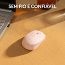 Mouse sem fio Logitech M170 com Design Ambidestro Compacto, Conexão USB e Pilha Inclusa - Rosa